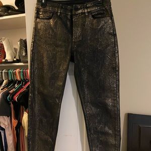All Saints Gold w/ Black Coated Jeans Size 29